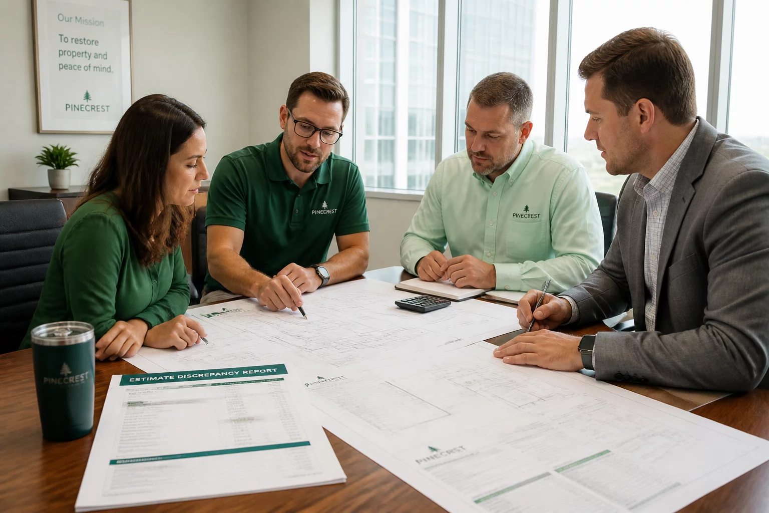 Independent estimators and adjusters reviewing property loss documentation files