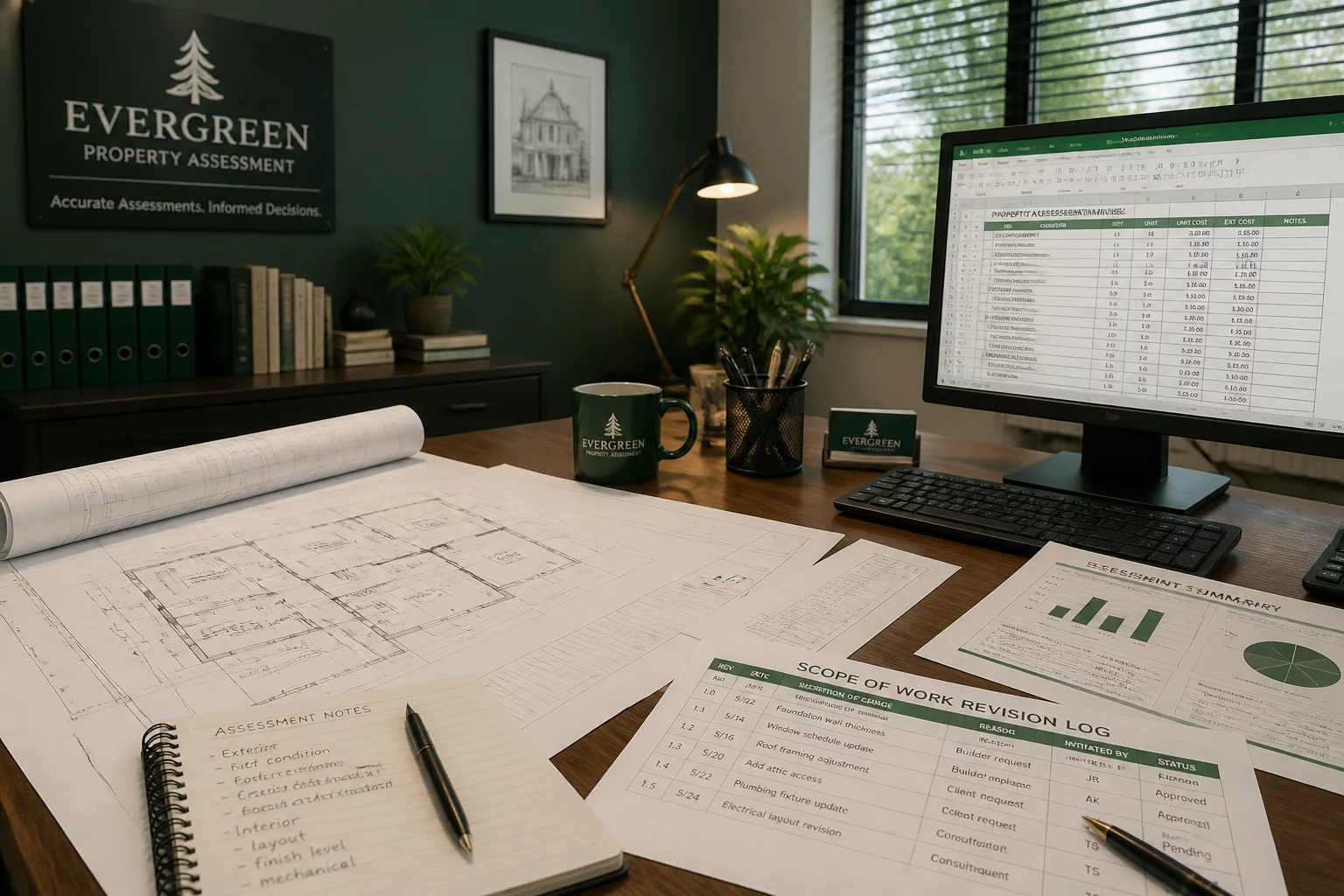 Property repair estimate revision review table